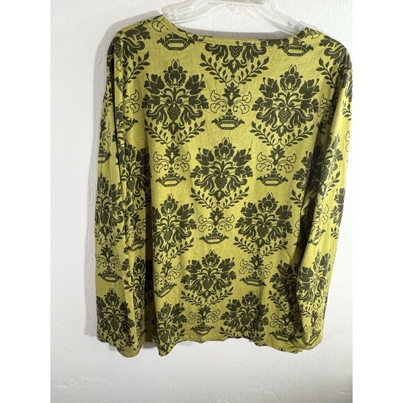 Rara Avis Apfel Lime Green Owl Print Vintage Stretch Blouse 2x Womens Minimalist - Picture 7 of 9